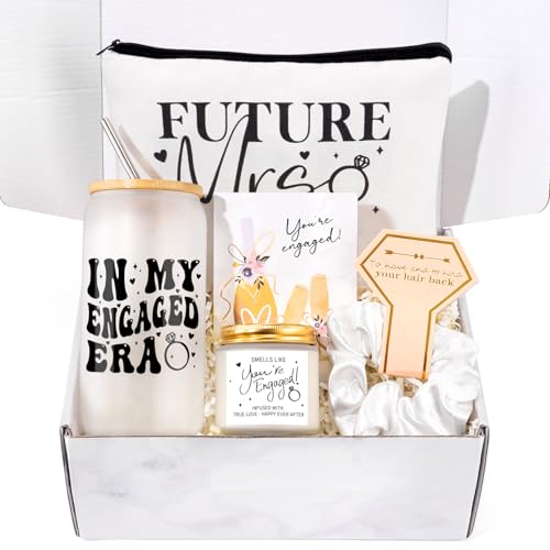 Giftissimo Engagement Gifts for Couples Women, Newly Engaged Gifts for Couples, Cool Engagement Gift for Her, In My Engaged Era Fiancee Future Mrs Bride to Be Bridal Shower Gift, Unique Engaged Ideas Glass Cup - Image 1