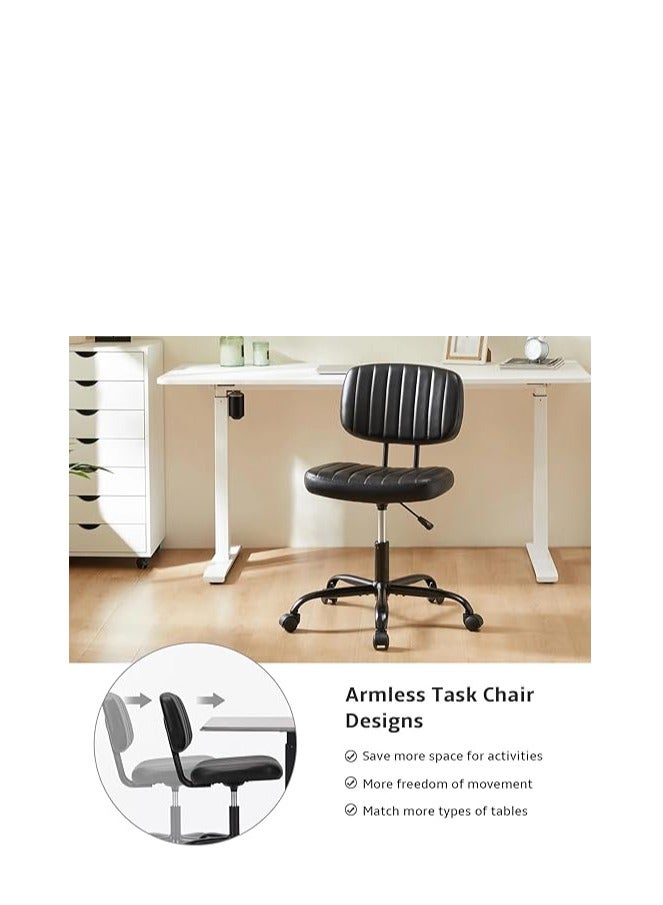 Cool Baby Armless Home Office Chair, Ergonomic PU Leather Desk Chair with Adjustable Height, Low Back Lumbar Support & 360° Swivel Wheels – Comfortable Cushion Chair for Small Spaces - Image 4