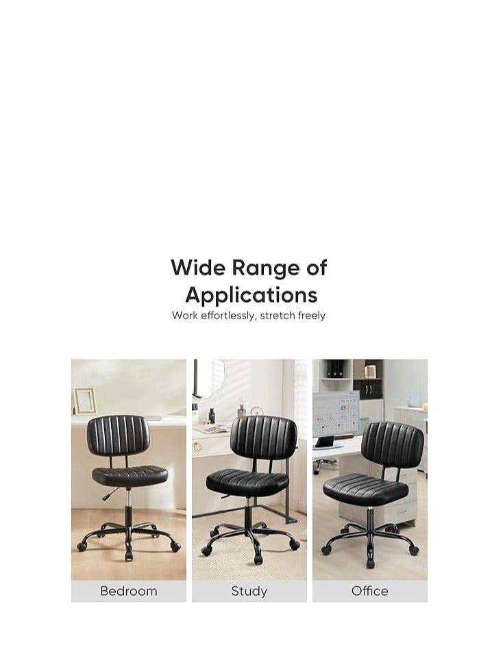 Cool Baby Armless Home Office Chair, Ergonomic PU Leather Desk Chair with Adjustable Height, Low Back Lumbar Support & 360° Swivel Wheels – Comfortable Cushion Chair for Small Spaces - Image 5