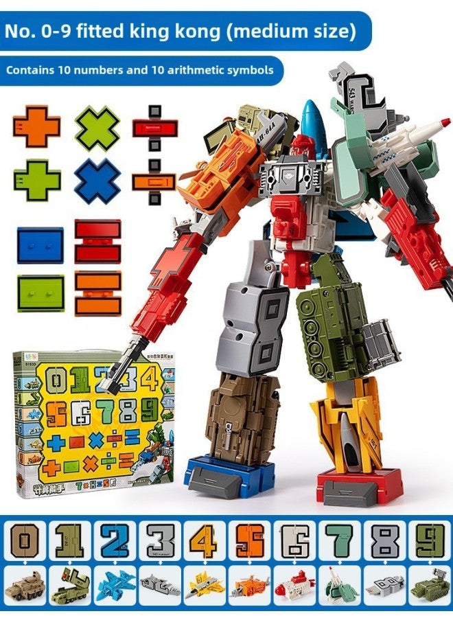 Large Digital Machine Deformation Children Autobots Alphabet Fit King Kong Assembled Boys Educational Toys-Color:Recommended★Standard Edition (10 Numbers +10 Operation Symbols) Gift Box - Image 1