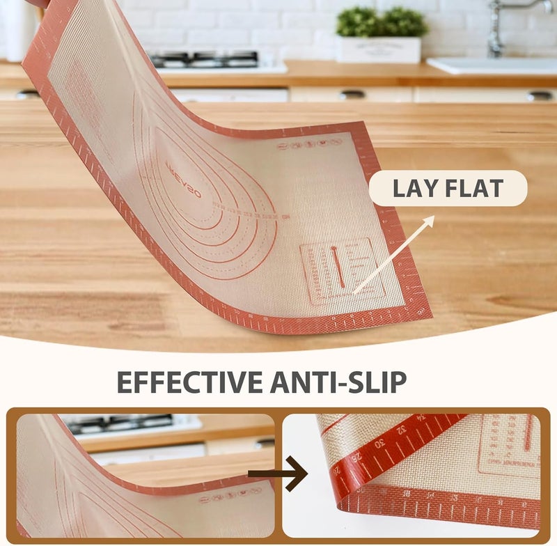 Dwavele Pastry Mat, 0.7mm Extra Thick 26 x 16 Inches Large Non Stick Silicone Baking Pad, Pie Crust Rolling Supplies for Making Christmas Cookies Bread, Easy to Clean - Image 5