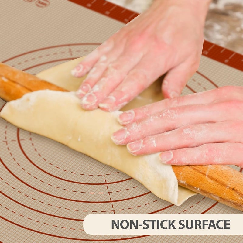 Dwavele Pastry Mat, 0.7mm Extra Thick 26 x 16 Inches Large Non Stick Silicone Baking Pad, Pie Crust Rolling Supplies for Making Christmas Cookies Bread, Easy to Clean - Image 2