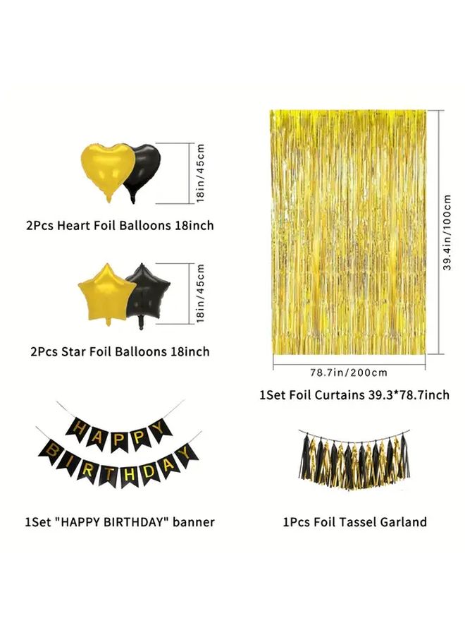 Black Golden Birthday Decorations For Men Women With Balloons Banner Pom Poms And Tassel Streamers For 18th 30th 40th 50th 60th Graduation Party Supplies - Image 2
