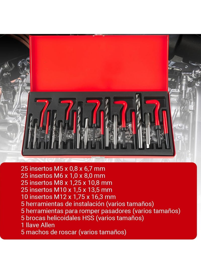 Oasisgalore 131Pc Thread Repair Kit, HSS Drill Helicoil Repair Kit Metric M5 M6 M8 M10 M12 - Image 2