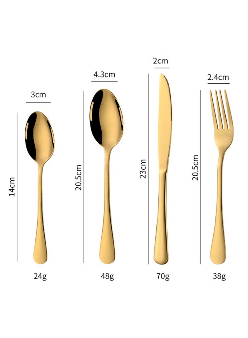 24-Piece Stainless Steel Cutlery Set Kitchen Utensils Set Surface Texture-Free Western Tableware Suitable For Home Kitchen Restaurant Hotel Party Dining Picnic Dining Exquisite Packaging Gift Golden - Image 3