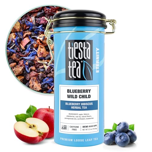 Tiesta Tea Blueberry Wild Child, Loose Leaf, Blueberry Hibiscus Herbal Tea, Premium Non-Caffeinated Blend, Make Hot or Iced, Brews Up to 50 Cups, 5.5 Ounce Refillable Tin - Image 1