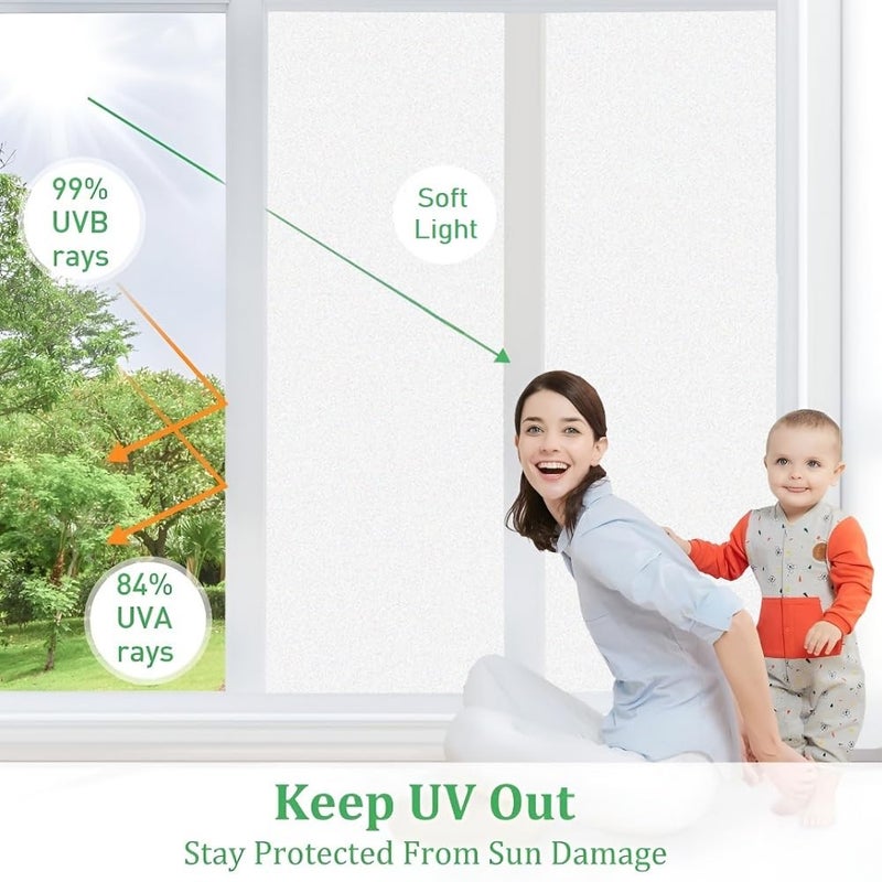 WINDOWX Love Your Window Again WINDOWX Vinyl Frosted Window Self Adhesive Privacy Glass Film for Window Glass Office Decorative Window Sticker Wallpaper Vinyl Sheet for Glass Door Bathroom Home Window Frosted Glitter  - Image 3