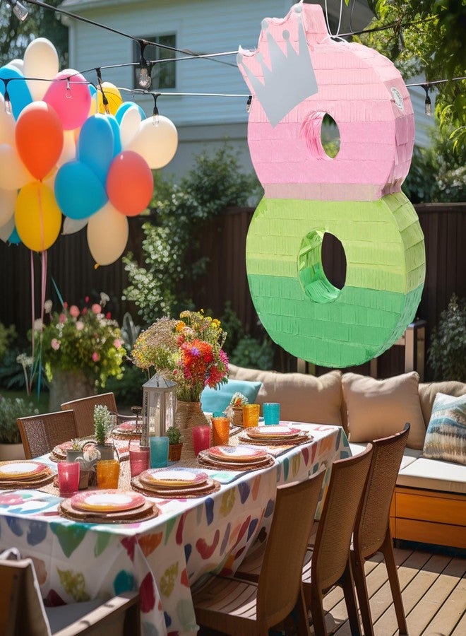 Arrowbash Number 8 Piñata Pink and Green Birthday Decorations Witch Themed Party Favor with Stick Blindfold and Confetti, Your Birth Day Gift for Kids Girls Boys, 15.9 x 11 x 2.7'' - Image 5