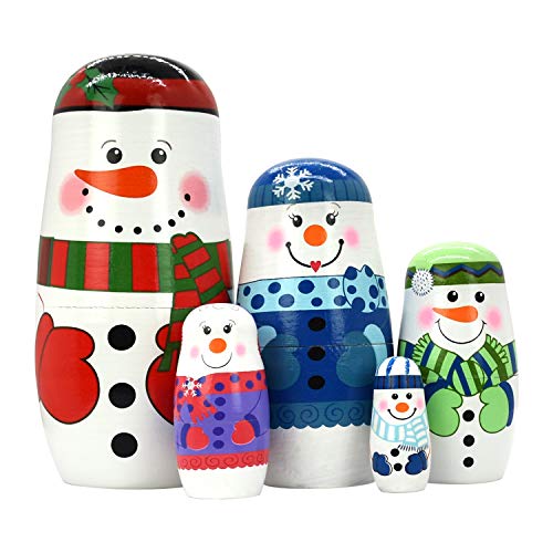 HYCLES Nesting Dolls Russian Matryoshka Wood Stacking Nested Set for Kids Handmade Toys for Children Kids Christmas Birthday Decoration Halloween Wishing Gift - Image 1