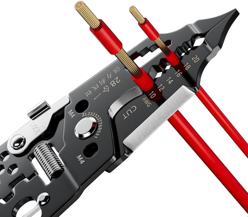 WICHARSH WICHARSH 28IN1 Wire Stripper Plier Crimping Tool and Cutter Multifunctional Tool Chromium Vanadium Steel Cutting Crimping for Electrician Stainless Puller Plier Cable Looping Splitting Stripping  - Image 4