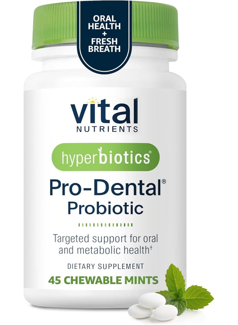 Hyperbiotics Vital Nutrients Pro Dental Probiotic | Clinically Studied BLIS K12 and M18 | Oral Probiotics for Bad Breath treatment for adults | Oral Health for teeth and gums | 45 Mint Tablets - Image 1