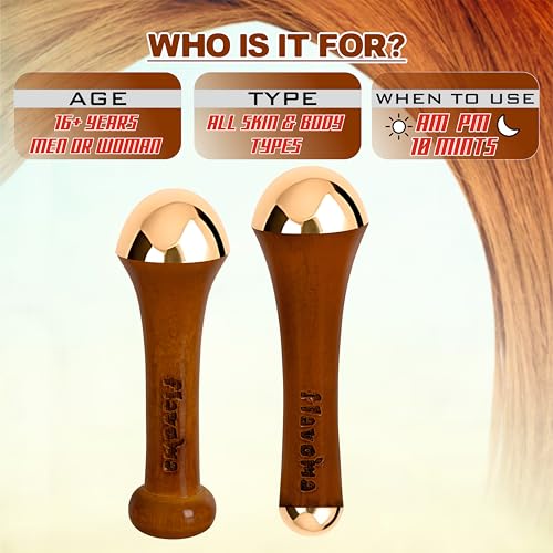 Flavoma (Set of 2) Traditional Ayurvedic Dual Kansa Wand + Single Side Kansa Wand Massage Tool | Teak Wooden Handle With Bronze Metal Dome, Natural Brown | Massage for Back, Neck, Shoulders & Legs - Image 5