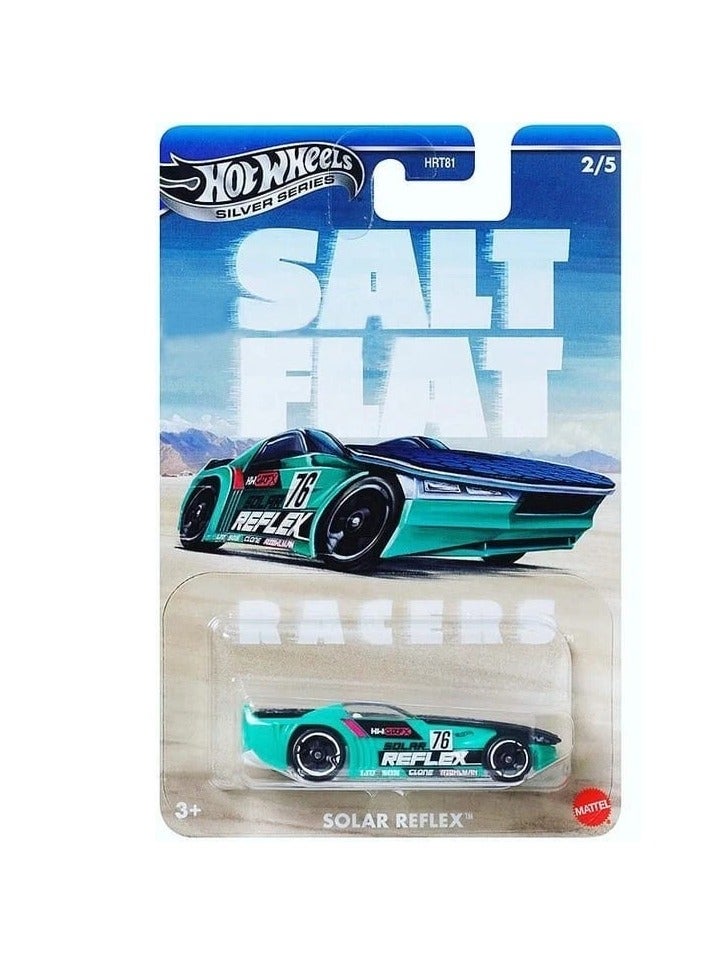 هوت ويلز سلسلة فضية من سيارات السباق الكلاسيكية من سلسلة سولت فلات، مصنوعة من المعدن المصبوب بمقياس 1:64، مجموعة متنوعة من قطعة واحدة - Image 3