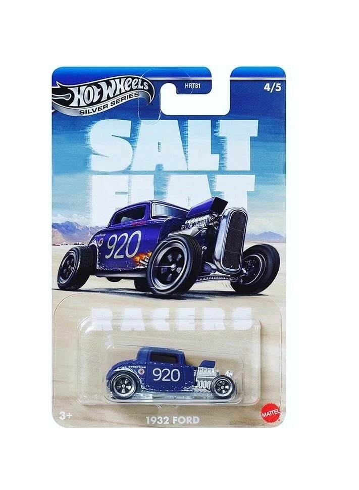 هوت ويلز سلسلة فضية من سيارات السباق الكلاسيكية من سلسلة سولت فلات، مصنوعة من المعدن المصبوب بمقياس 1:64، مجموعة متنوعة من قطعة واحدة - Image 5