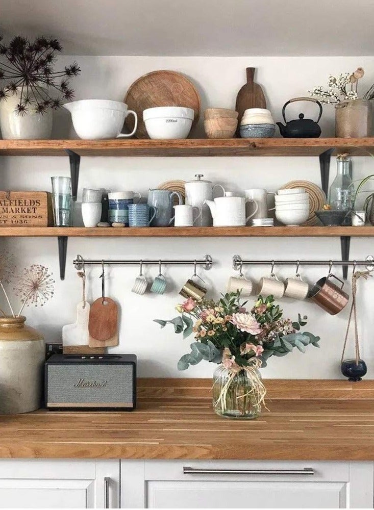 20 Pack Shelf Brackets, Heavy Duty Black Metal Floating Shelf Bracket, Rustic Farmhouse Decorative Iron Bracket - Image 2