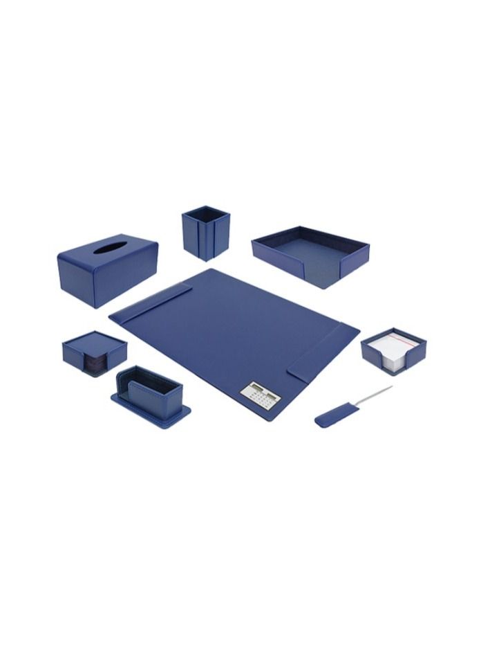 FIS طقم مكتب تنفيذي من FIS، مصنوع من مادة البولي يوريثان الإيطالية، مكون من 8 مجموعات، باللون الأزرق - FSDSEX201BL - Image 1
