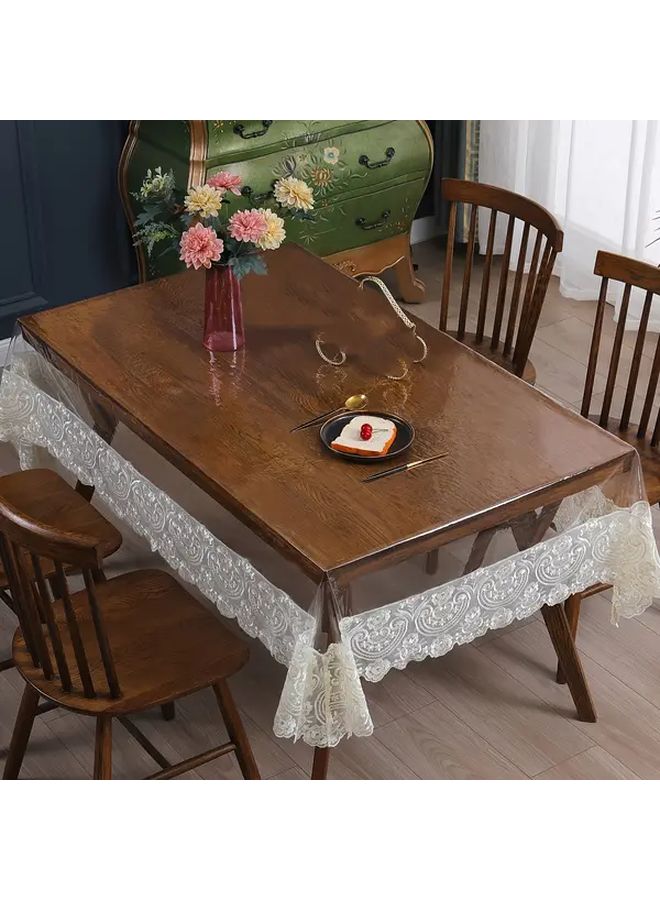 Beige PVC Rectangular Lace Tablecloth 150cm x 270cm for Dining Table Party Buffet - Image 4