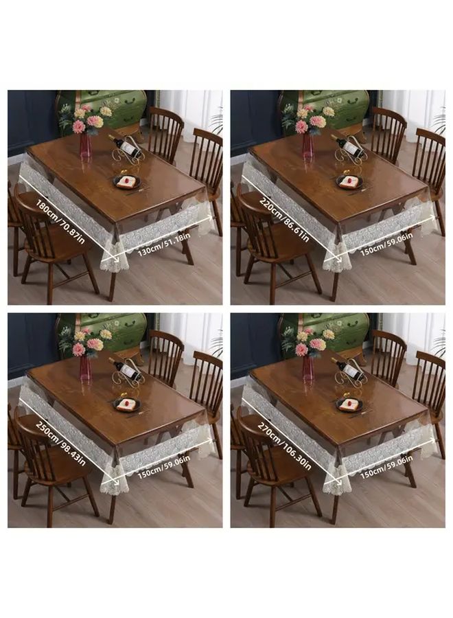 Beige PVC Rectangular Lace Tablecloth 150cm x 270cm for Dining Table Party Buffet - Image 3