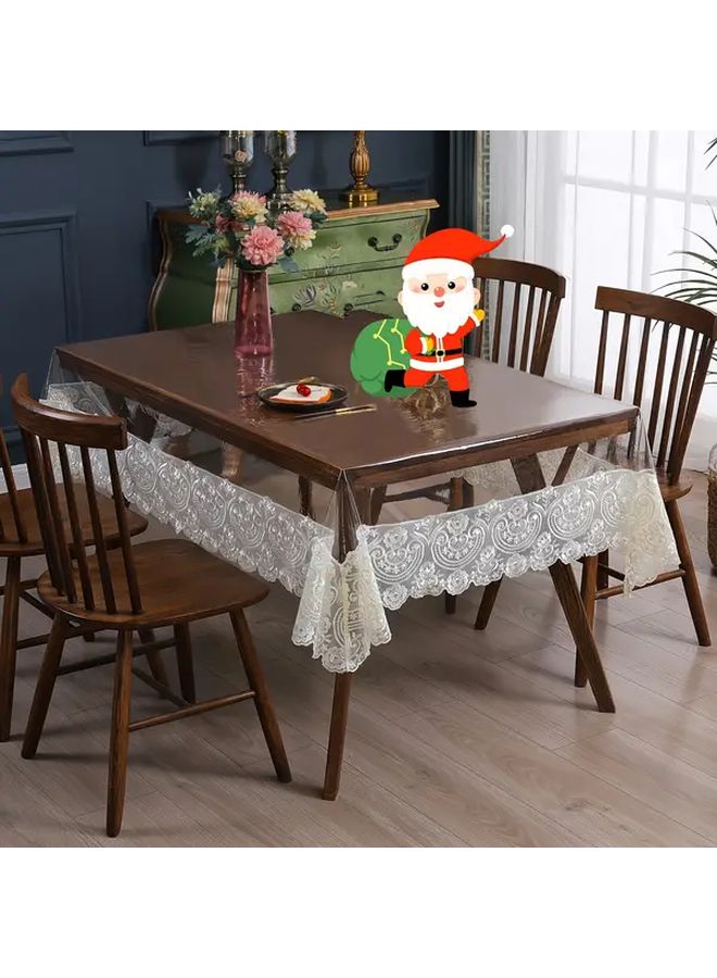 Beige PVC Rectangular Lace Tablecloth 150cm x 270cm for Dining Table Party Buffet - Image 1