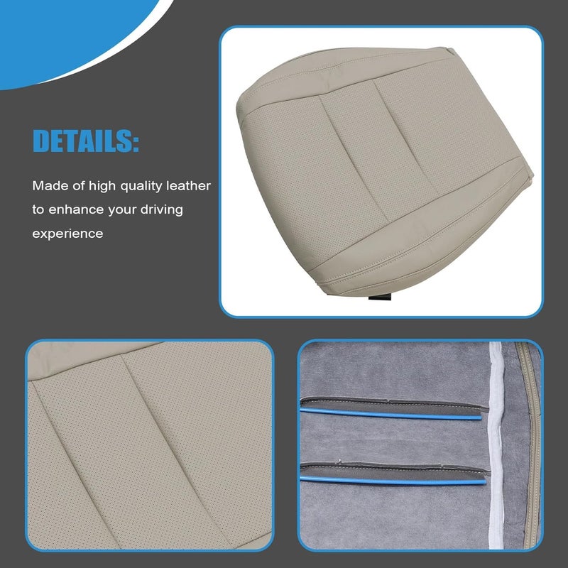 Priprilod Tan Perforated Leather Driver Side Bottom Replacement Seat Cover for Jeep Grand Cherokee (2011-2016) - Image 3