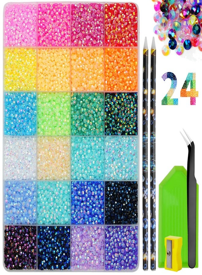 EARLMONI Bedazzling Kit Rhinestones, EARLMONI Flat Back Gems for Bedazzling, Flatback Bedazzled Rainbow with Rhinestone Picker Tool, Flatback Gems for Nail Art (B 24 Colors, 3MM) - Image 1