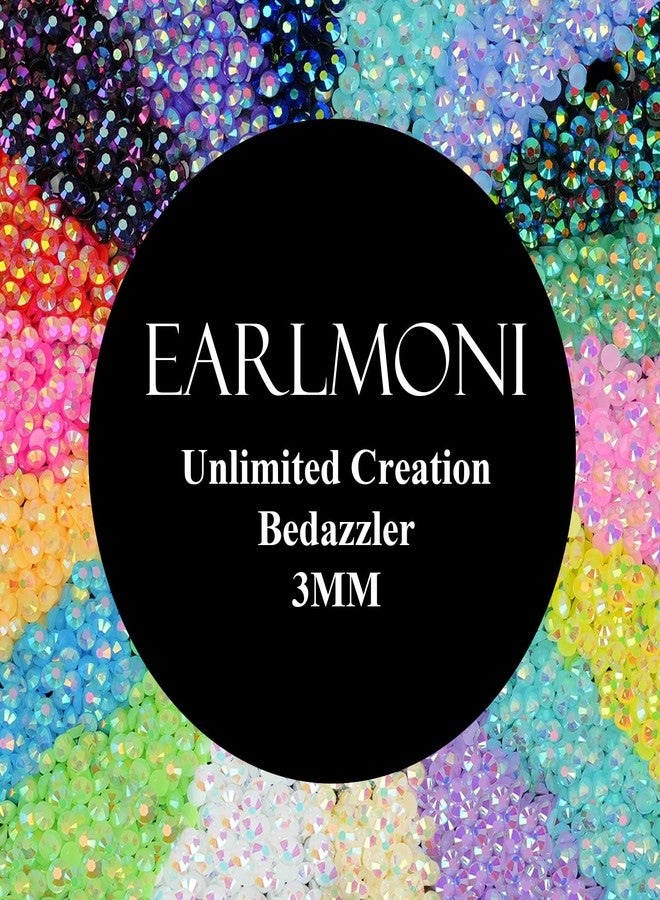 EARLMONI Bedazzling Kit Rhinestones, EARLMONI Flat Back Gems for Bedazzling, Flatback Bedazzled Rainbow with Rhinestone Picker Tool, Flatback Gems for Nail Art (B 24 Colors, 3MM) - Image 4