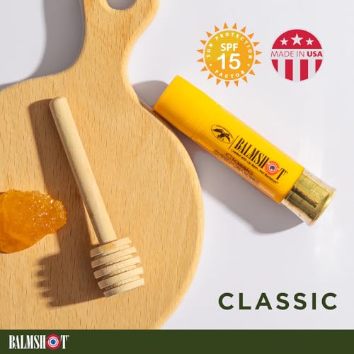BALMSHOT Lip Balm 4Pack SPF 15 Beeswax Formula with Aloe Vitamin E PABA Free Classic Cool Mint Vanilla Mint Pink Camo Vanilla Mint 20Gauge Brass Tube Made in USA - Image 3
