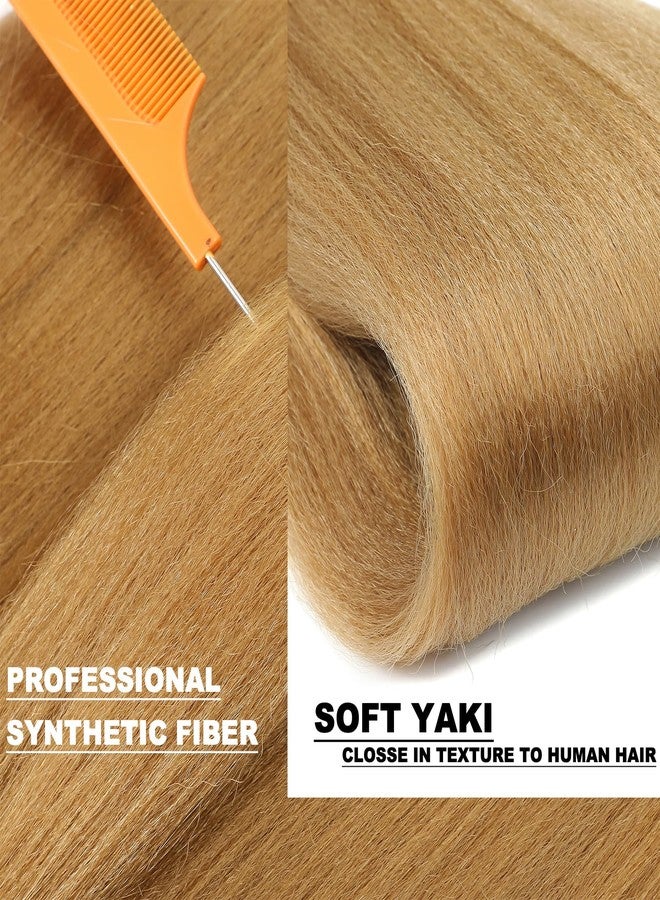 Yuriait Pre Stretched Braiding Hair Extensions 30 Inch Light Brown #27 Soft Braiding Hair Prestretched Synthetic Hot Water Setting Crochet Braids Hair Extension for Women-4packs - Image 4