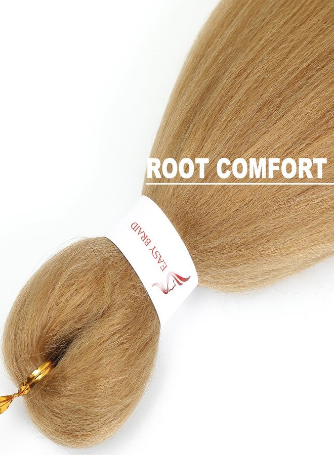 Yuriait Pre Stretched Braiding Hair Extensions 30 Inch Light Brown #27 Soft Braiding Hair Prestretched Synthetic Hot Water Setting Crochet Braids Hair Extension for Women-4packs - Image 5