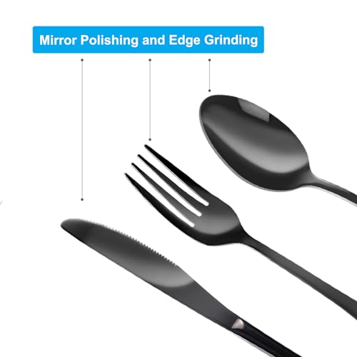 lengnoyp 4PCS Premium Travel Utensils With Case, Stainless Steel Reusable Portable Utensils Set With Case, Lengnoyp Travel Silverware Set With Case for Lunch Box Includ Fork Spoon Knife Set, Black - Image 5