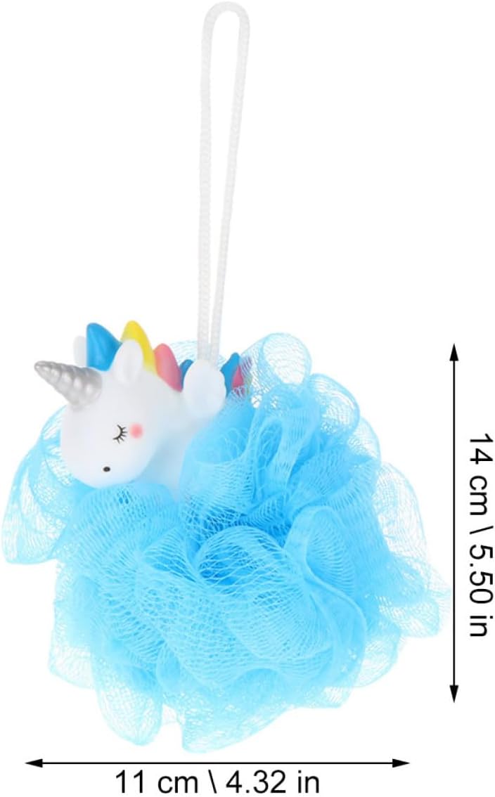2pcs Unicorn Loofah Sponge Shower Scrubber Bath Foaming Ball for Exfoliating Body Cleaning, Cartoon Mesh Bath Sponge Set for Women and Men Bathroom Use - Image 2