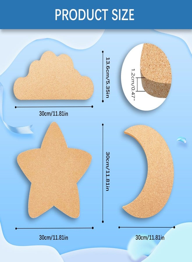 GeryVtee Pin Display Cork Board Moon Cloud Star Cork Brooch Board 11.8inch Large Size Cork BoardWall Mounted Cork Board for Brooch Pin Storage, Office Home Festival Valentine's Decor (Sky Theme) - Image 2