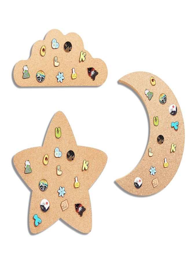 GeryVtee Pin Display Cork Board Moon Cloud Star Cork Brooch Board 11.8inch Large Size Cork BoardWall Mounted Cork Board for Brooch Pin Storage, Office Home Festival Valentine's Decor (Sky Theme) - Image 1