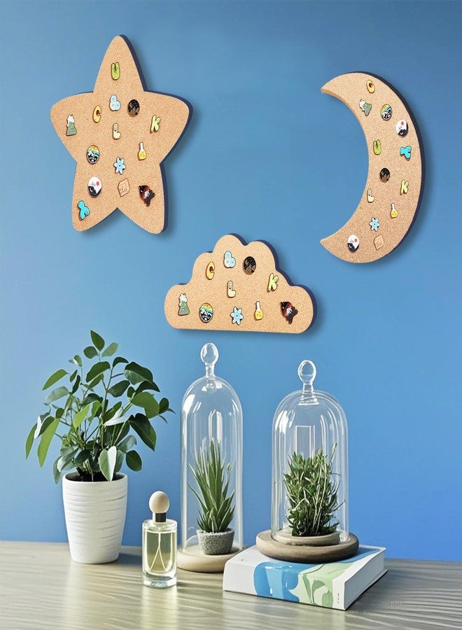 GeryVtee Pin Display Cork Board Moon Cloud Star Cork Brooch Board 11.8inch Large Size Cork BoardWall Mounted Cork Board for Brooch Pin Storage, Office Home Festival Valentine's Decor (Sky Theme) - Image 5