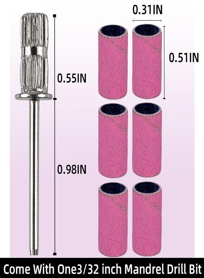 TKYZMS 100Pcs(240 Grit Pink) Sanding Bands Nail Drill Bit with 0.31in Diameter,Nail Drill Bits Extreme Fine Grit Sanding Band,Sanding Belt Upgrade Mandrel Bits,Professional Nail Drill Bit for Acrylic Nails - Image 2
