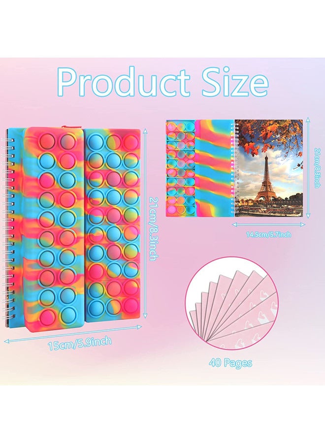 ISank Pop Notebook Pencil Case, Fidget Push It Bubble Toys Pencil Box Notebook 2 in 1 Design, Relieve Stress Spiral Notebooks A5 Office Stationery - Image 4