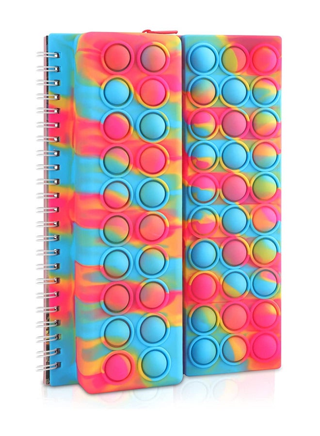 ISank Pop Notebook Pencil Case, Fidget Push It Bubble Toys Pencil Box Notebook 2 in 1 Design, Relieve Stress Spiral Notebooks A5 Office Stationery - Image 1