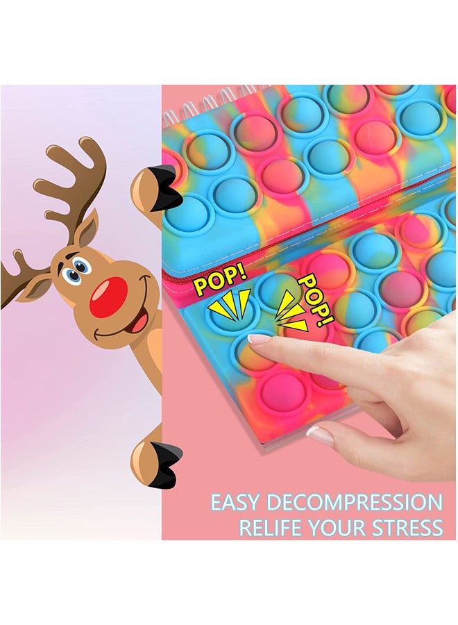 ISank Pop Notebook Pencil Case, Fidget Push It Bubble Toys Pencil Box Notebook 2 in 1 Design, Relieve Stress Spiral Notebooks A5 Office Stationery - Image 2
