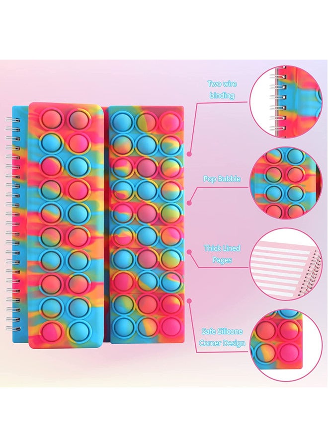 ISank Pop Notebook Pencil Case, Fidget Push It Bubble Toys Pencil Box Notebook 2 in 1 Design, Relieve Stress Spiral Notebooks A5 Office Stationery - Image 3