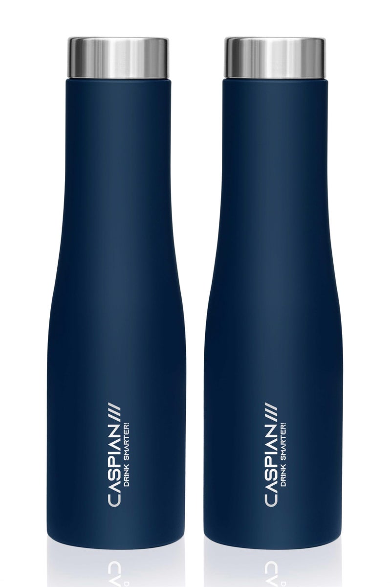 CASPIAN /// Aqua Stainless Steel Water Bottle (Blue, 1 Litre, Set of 2)| Leak Proof Thunder for Fridge Home Office Travel School Kids Boys Girls Adults Sports Gym Yoga - Image 1
