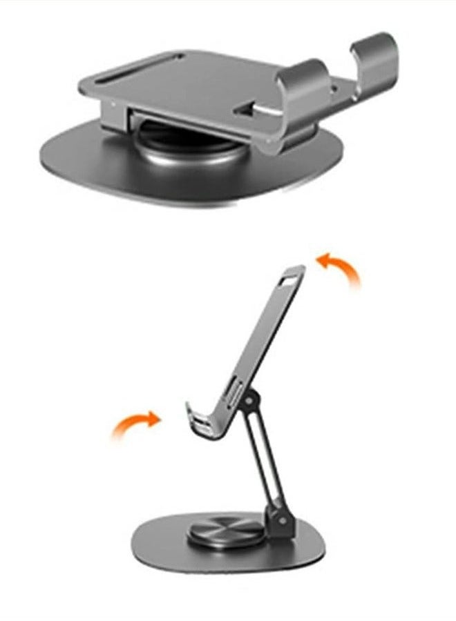 CATANES Dual Folding Phone Stand 360° Rotatable Collapsible Bracket Desk Holder Compatible with All Mobile Phones iPhone Switch - K72 - Steel - Image 2