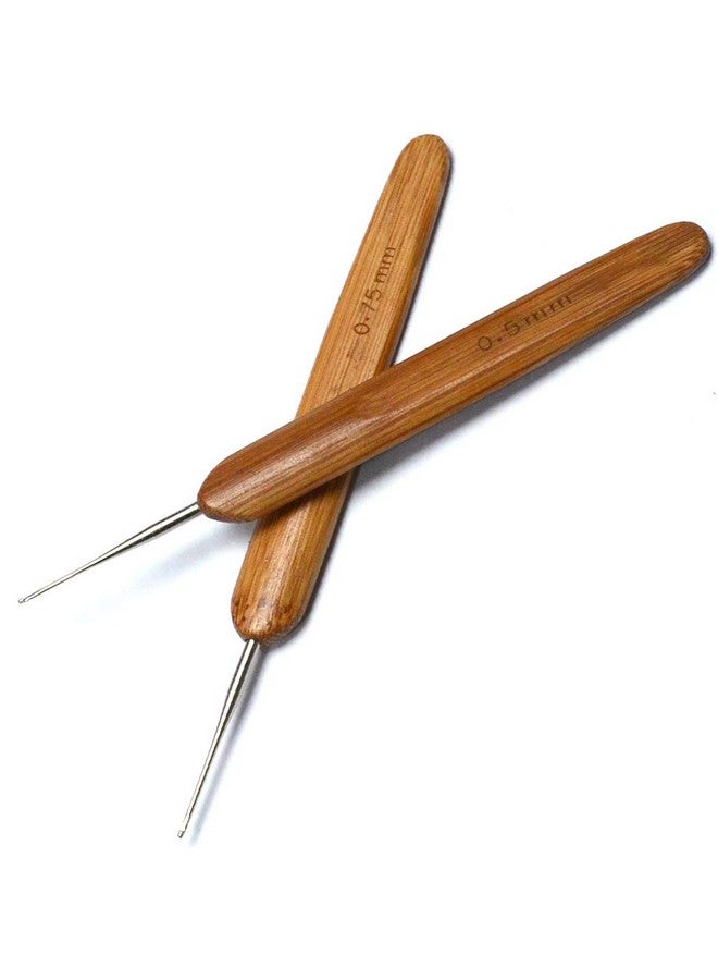 BLUPLE Bamboo Dreadlock Crochet Hook Dreadlocks Crochet Needles Dreads Braiding Hair Crochet Hook Soft Touch Steel for Dreadlocks Hair Extension (2Pcs/Set,0.5mm,0.75mm) - Image 1