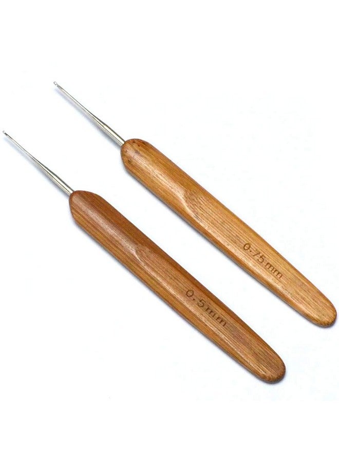 BLUPLE Bamboo Dreadlock Crochet Hook Dreadlocks Crochet Needles Dreads Braiding Hair Crochet Hook Soft Touch Steel for Dreadlocks Hair Extension (2Pcs/Set,0.5mm,0.75mm) - Image 2