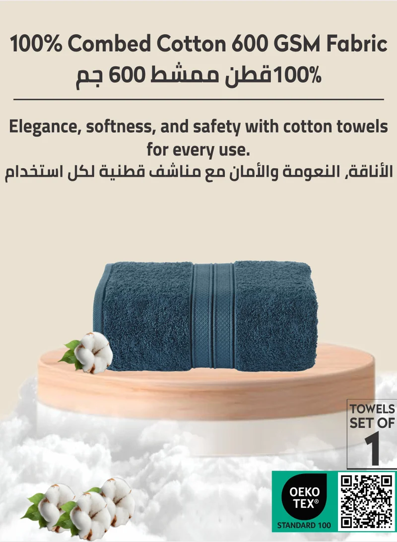 Donetella Premium 100 % Combed Cotton 1-Pcs Bath Sheet (85 X 172 CM) 600 GSM Large Towel, Highly Absorbent, Quick Dry,Best Towel for Bathroom, Spa And Hotel,Dark Blue