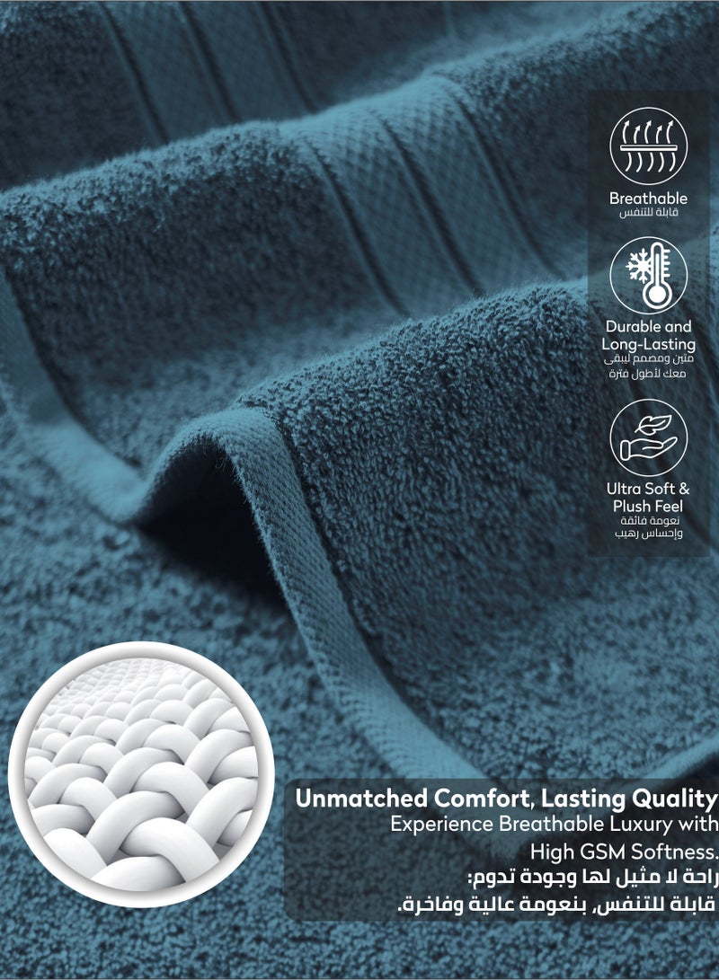 دوناتيلا قسط 100 ٪ بتمشيط القطن 1-قطع ورقة حمام (85 س 172 سم) 600 غسم منشفة كبيرة ، ماصة للغاية ، سريعة الجافة ، أفضل منشفة للحمام ، سبا وفندق ، الأزرق الداكن - Image 5