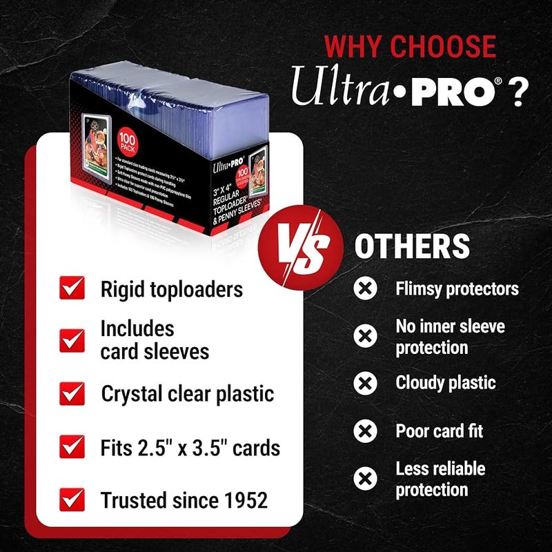 Ultra Pro 3 x 4 Clear Regular Top Loaders For Cards With Card Sleeves Bundle Standard Size 100ct Baseball Card Sleeves Trading Card Sleeve Baseball Card Protectors Toploader Card Protectors - Image 5
