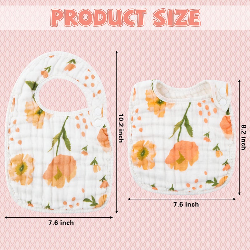 Zainpe 6Pcs Snap Muslin Cotton Bibs for Baby, Flamingo Star Flower Machine Washable Adjustable Burp Cloths with 6 Absorbent Soft Layers for Infant Newborn Toddler Drooling Feeding and Teething - Image 2