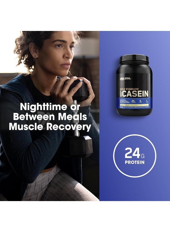 أوبتيموم نيوتريشن مسحوق بروتين الكازين ميسيلار 100% من Gold Standard، 24 جرامًا من البروتين، هضم بطيء، يساعد على الحفاظ على انتعاش العضلات طوال الليل - الفانيليا الكريمية، 1.81 رطل، 25 حصة (825 جم) - Image 4