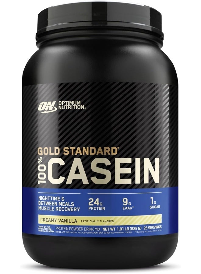أوبتيموم نيوتريشن مسحوق بروتين الكازين ميسيلار 100% من Gold Standard، 24 جرامًا من البروتين، هضم بطيء، يساعد على الحفاظ على انتعاش العضلات طوال الليل - الفانيليا الكريمية، 1.81 رطل، 25 حصة (825 جم) - Image 1