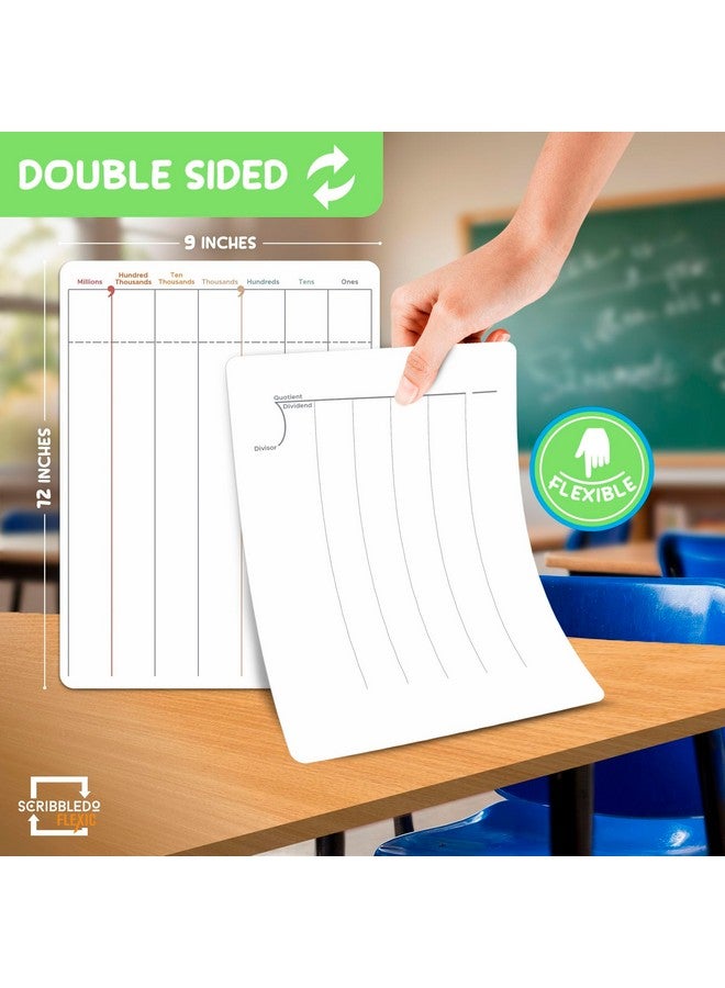 سكريبل دو تمارين رياضية حول القسمة والقيمة المكانية، ألواح بيضاء صغيرة قابلة للمسح، مقاس 9×12 بوصة، أدوات رياضية، مستلزمات رياضية للصف الثالث، القسمة الطويلة، المعلمون والطلاب، عبوة من 10 أوراق للفصل الدراسي - Image 2